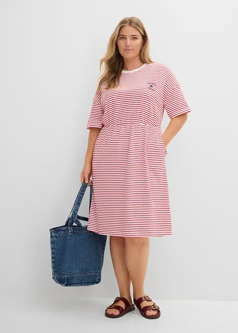 Randig T-shirtkl&auml;nning med broderi, bonprix