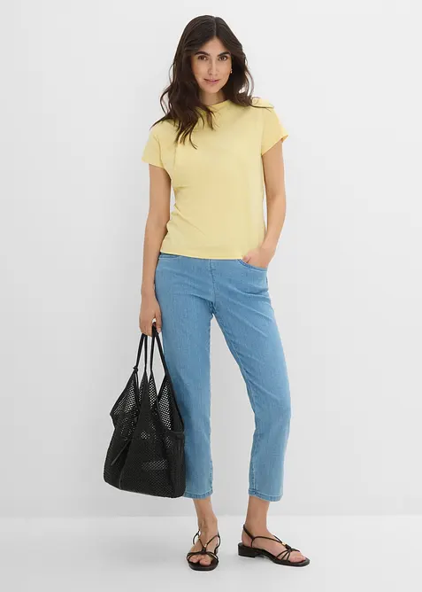 Jeans med bekv&auml;m medelh&ouml;g midja (2-pack), raka ben, bonprix