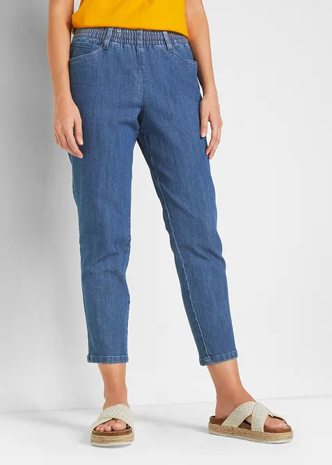 Jeans med bekv&auml;m medelh&ouml;g midja (2-pack), raka ben, bonprix