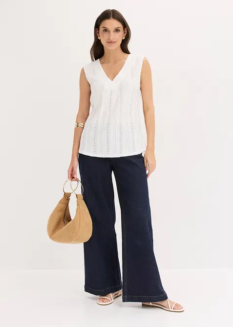 Linne med h&aring;lbroderi, bonprix