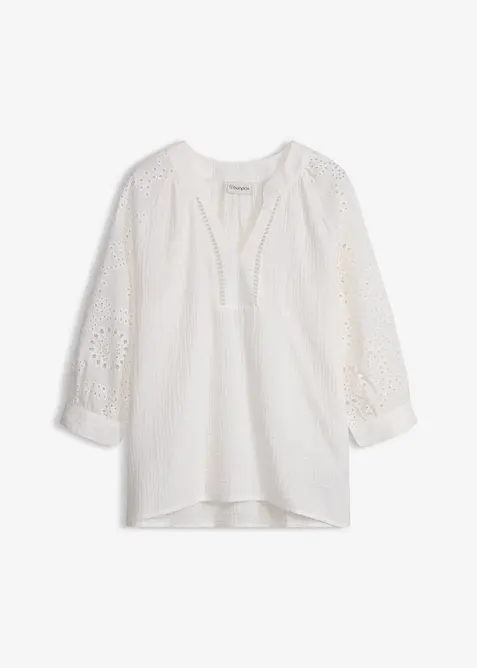 Muslintunika med h&aring;lbroderi, bonprix