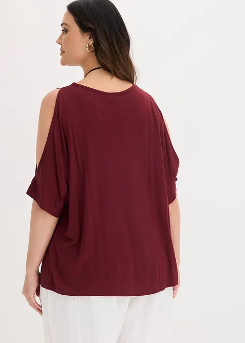 Cold shoulder-topp i viskos, bonprix