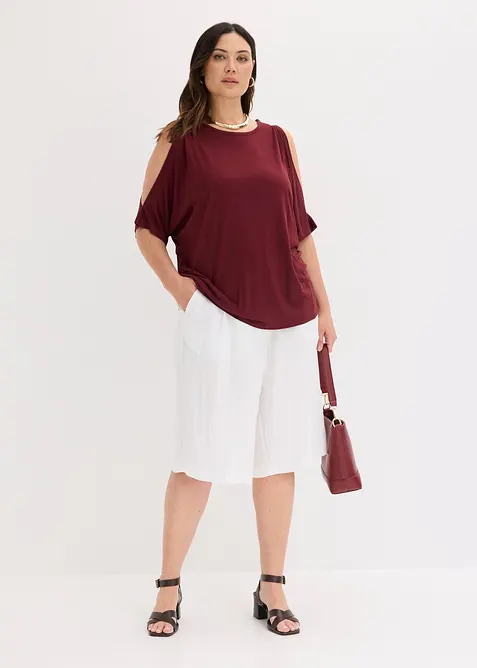 Cold shoulder-topp i viskos, bonprix