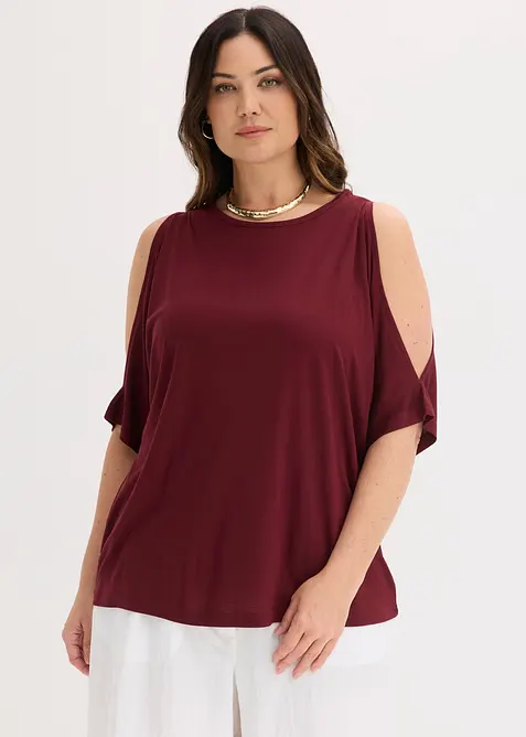 Cold shoulder-topp i viskos, bonprix