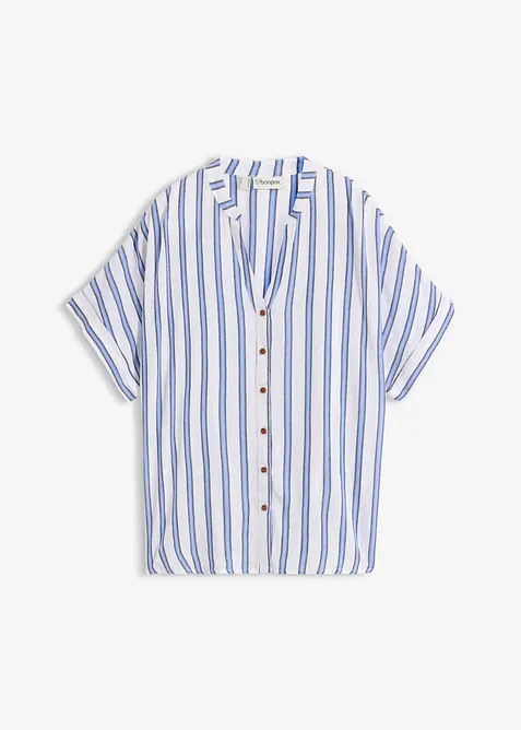 Blus i krinklad viskos med mjukt fall, bonprix