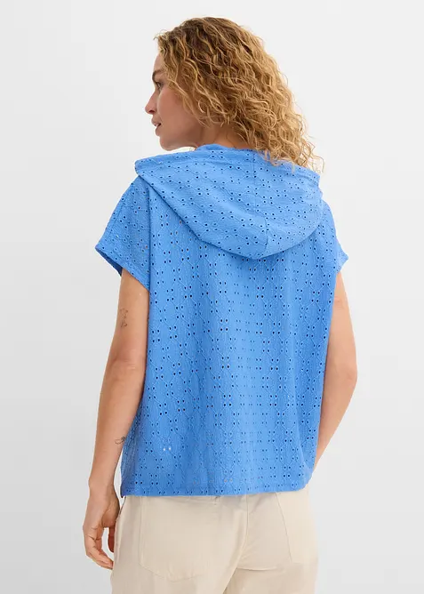 Topp med knappsl&aring; och luva, bonprix