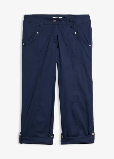 Stretchig cargobyxa, 3/4-l&auml;ngd, bonprix