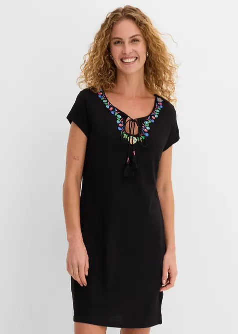 Jerseykl&auml;nning i flamgarn av ren bomull, bonprix