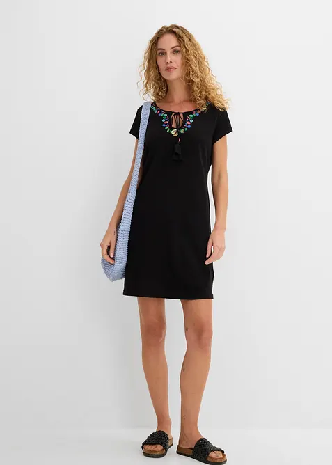 Jerseykl&auml;nning i flamgarn av ren bomull, bonprix