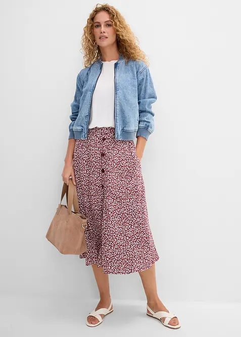 Mellanl&aring;ng viskoskjol med fickor, bonprix