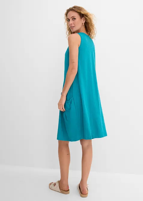 Jerseykl&auml;nning i bomull med fickor, bonprix