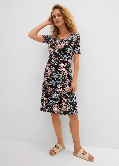 A-linjeformad kn&auml;l&aring;ng jerseykl&auml;nning, bonprix