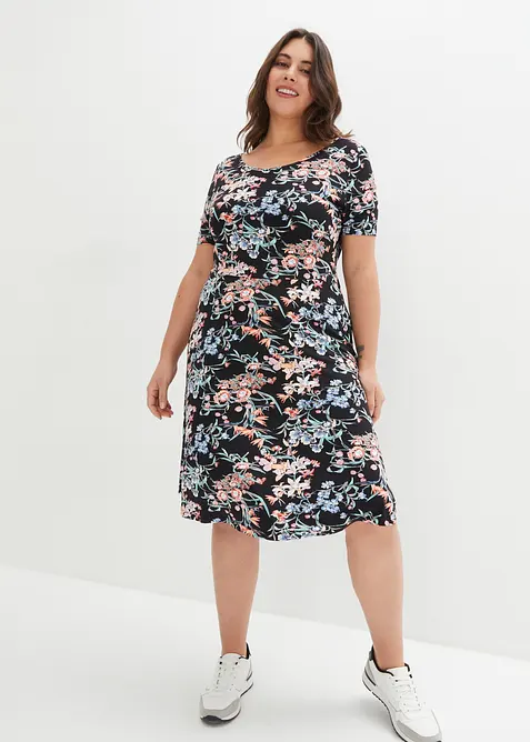 A-linjeformad kn&auml;l&aring;ng jerseykl&auml;nning, bonprix