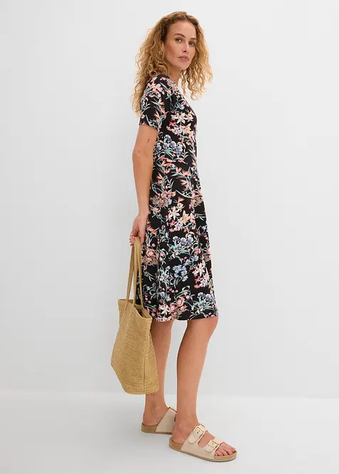 A-linjeformad kn&auml;l&aring;ng jerseykl&auml;nning, bonprix