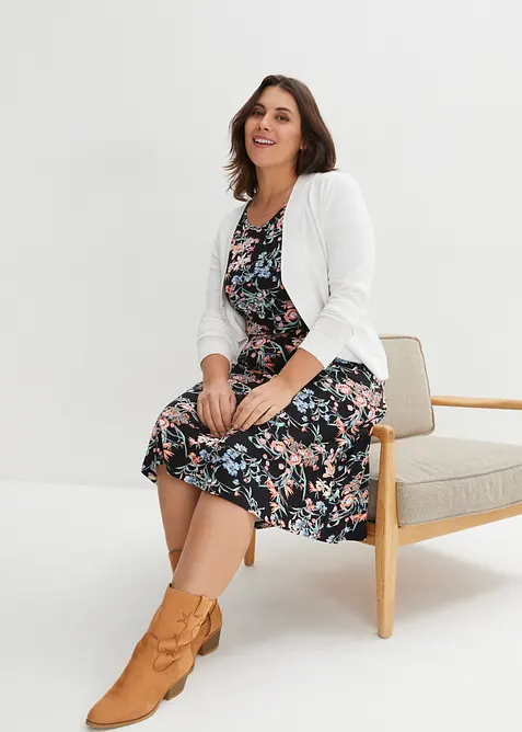 A-linjeformad kn&auml;l&aring;ng jerseykl&auml;nning, bonprix