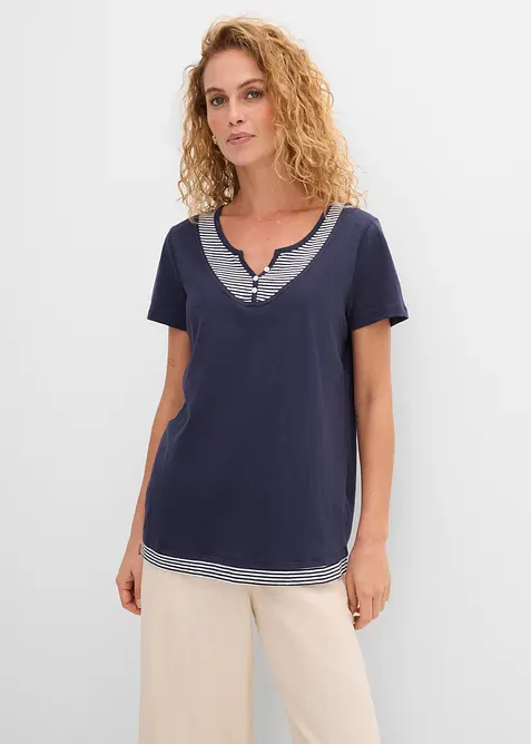 T-shirt med 2-i-1-look, ekologisk bomull, bonprix