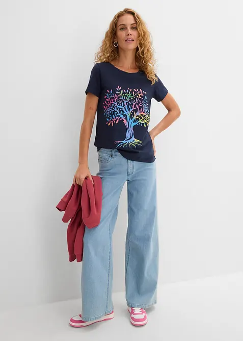 T-shirt med tryck, i ekologisk bomull, bonprix