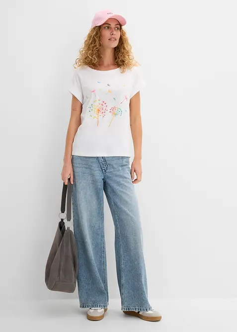 T-shirt med blomtryck, bonprix