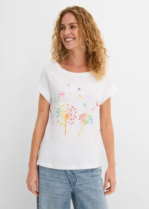 T-shirt med blomtryck, bonprix