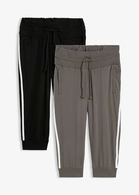 Joggingbyxa av bomull i caprimodell (2-pack), bonprix