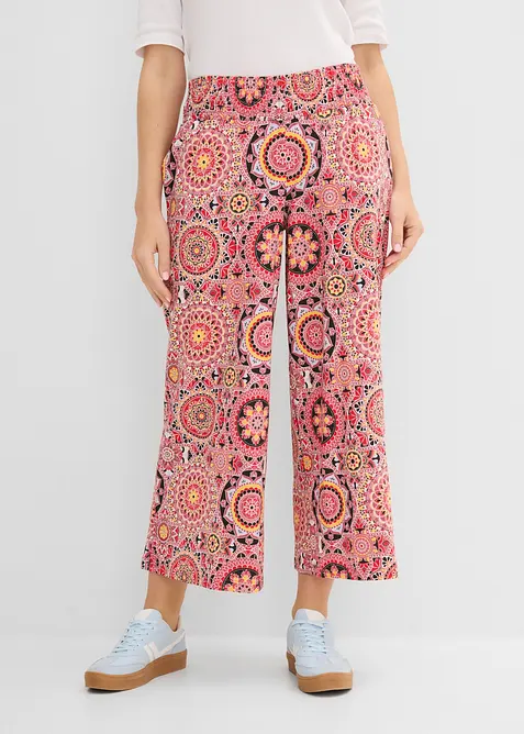 Vida jerseyculotter med bred smockad midja, 7/8-l&auml;ngd, bonprix