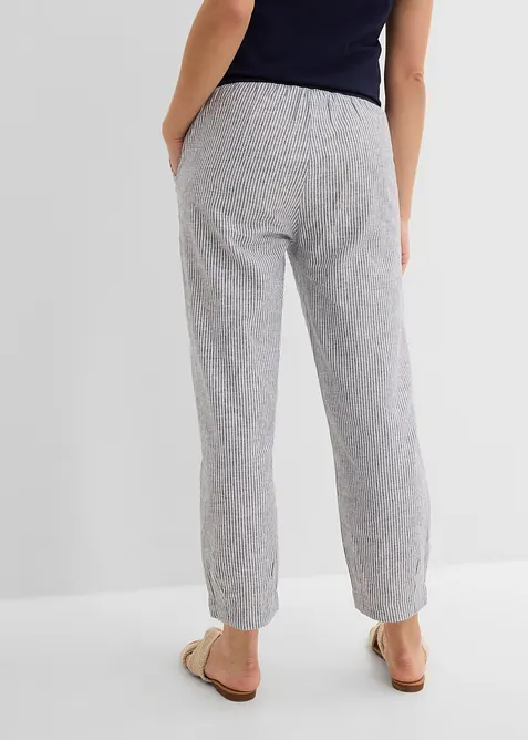 Byxa av linnemix i 7/8-l&auml;ngd, bonprix