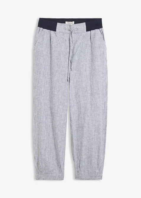 Byxa av linnemix i 7/8-l&auml;ngd, bonprix