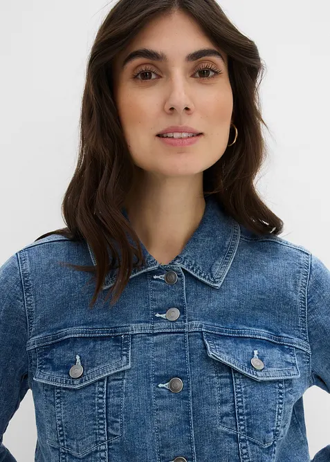 Stretchig jeansjacka, boyfriendmodell, bonprix