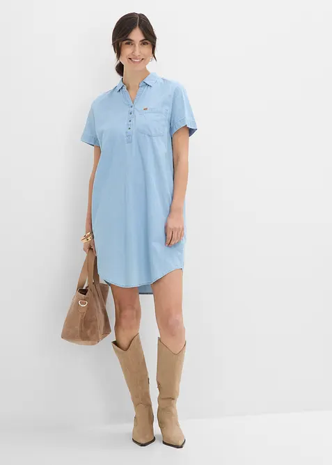 Kort&auml;rmad jeanskl&auml;nning, bonprix