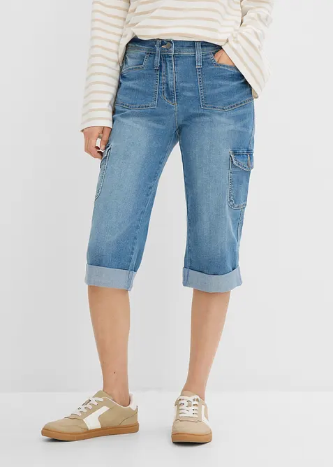 Cargo Jeans, Mid Waist, Stretch, bonprix