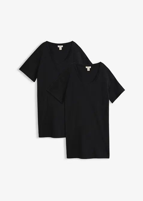 T-shirtkl&auml;nning i oversizemodell med V-ringning (2-pack), bonprix