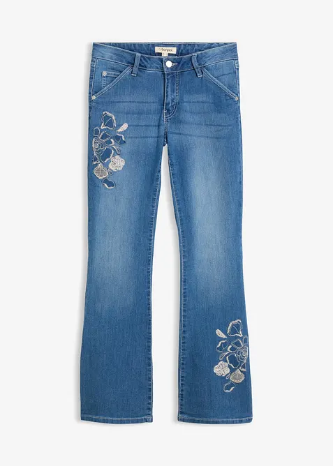 Vida jeans med blombroderi, bonprix