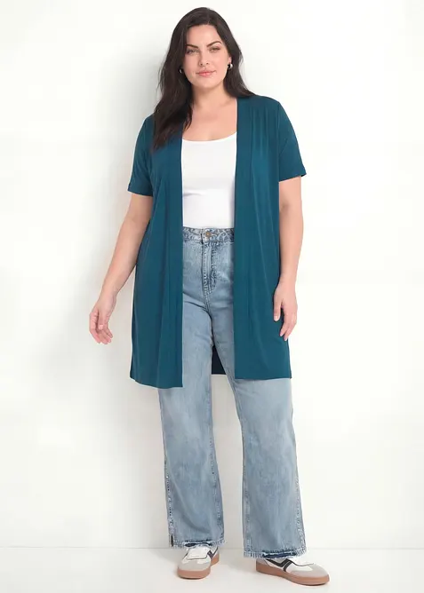 Cardigan i mjuk viskostrik&aring;, bonprix