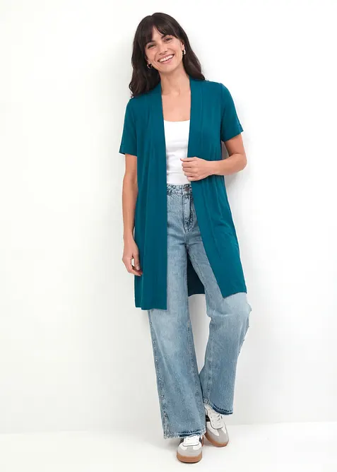 Cardigan i mjuk viskostrik&aring;, bonprix