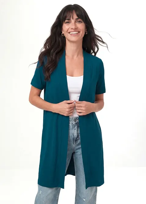 Cardigan i mjuk viskostrik&aring;, bonprix