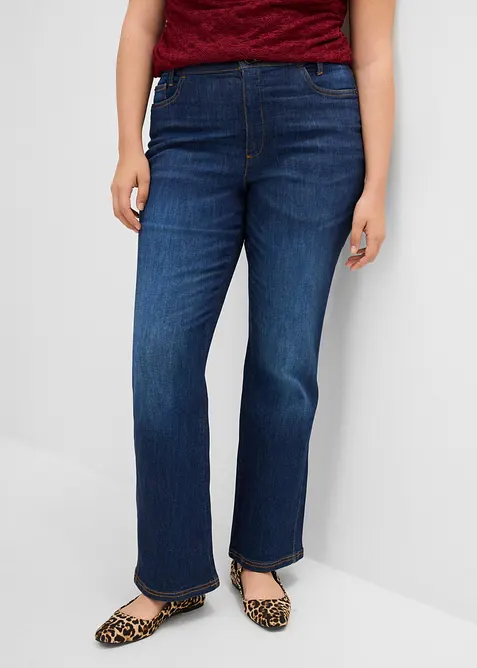 Bootcut Jeans High Waist, med bekv&auml;m midja, bonprix