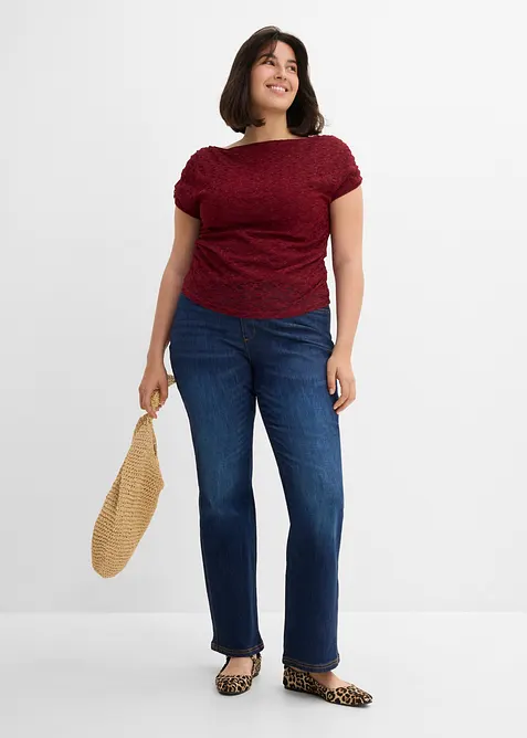 Bootcut Jeans High Waist, med bekv&auml;m midja, bonprix