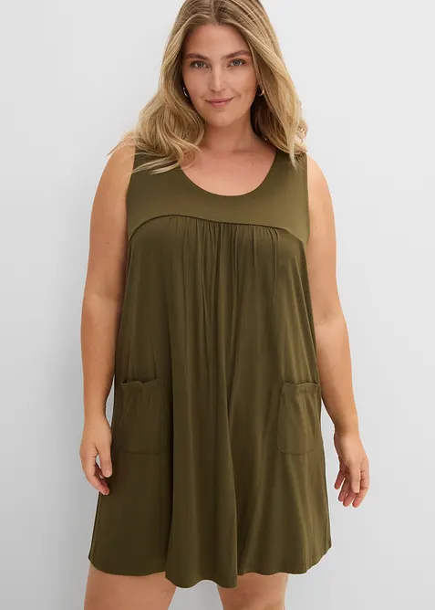 Kort jerseykl&auml;nning av mjuk viskos, bonprix