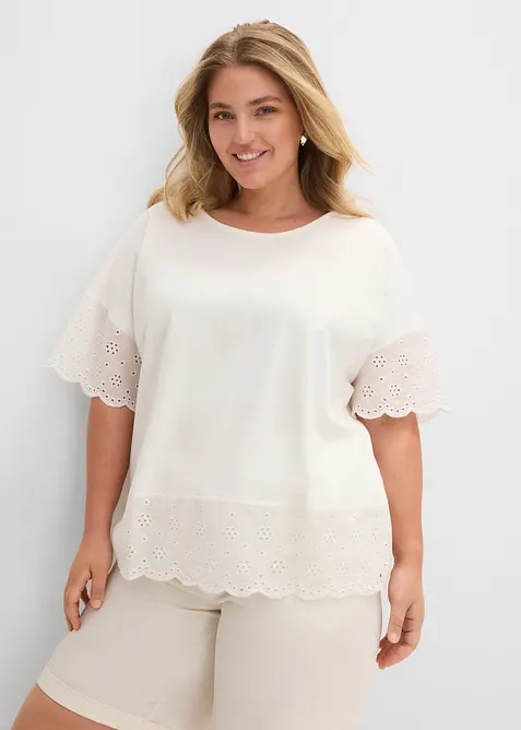 Topp med broderie anglaise, bonprix