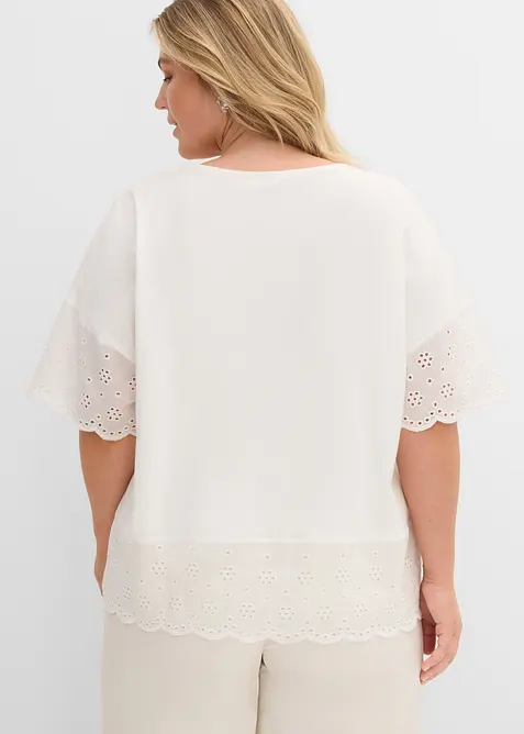 Topp med broderie anglaise, bonprix