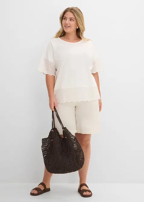 Topp med broderie anglaise, bonprix