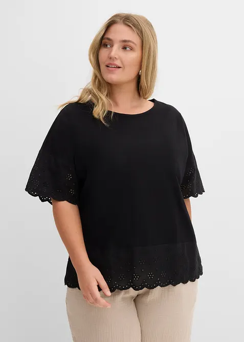 Topp med broderie anglaise, bonprix