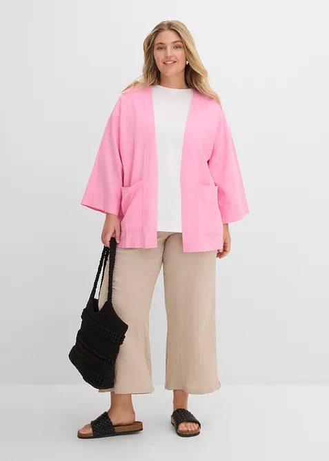 Kimonoblus i linnemix, bonprix