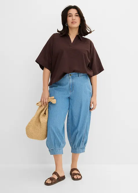 Ballongjeans med Mid Waist, res&aring;rmidja, bonprix