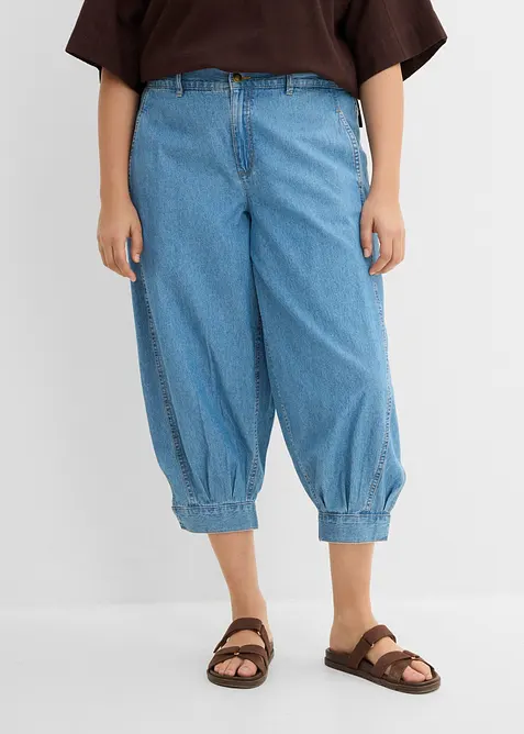 Ballongjeans med Mid Waist, res&aring;rmidja, bonprix