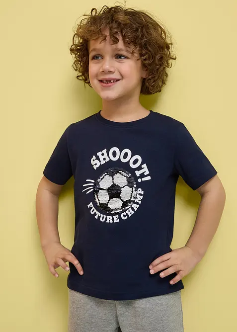 T-shirt i ekologisk bomull med v&auml;ndbara paljetter, bonprix