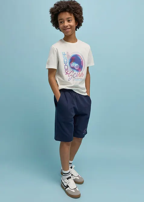 T-shirt och sweatshirtshorts av ekologisk bpmull (2 delar), bonprix