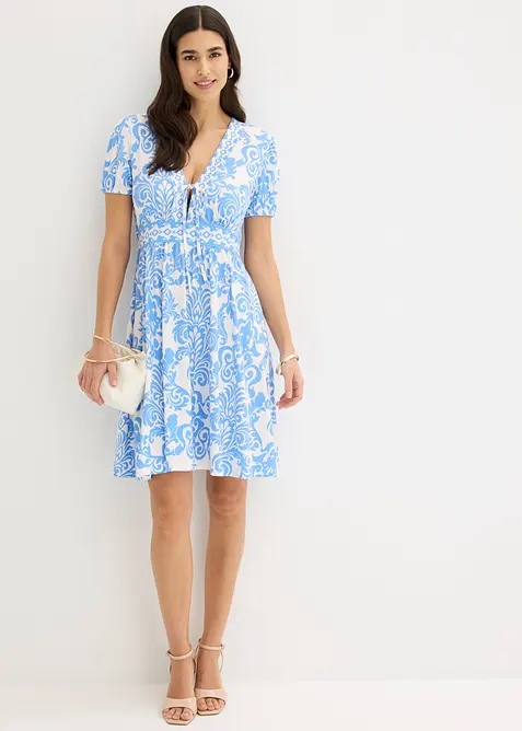 Jerseykl&auml;nning med djup ringning, bonprix