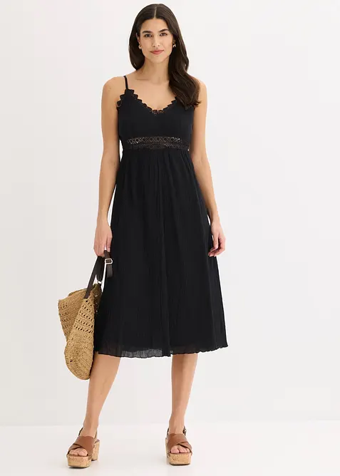 Midikl&auml;nning med spetsinf&auml;llning, bonprix