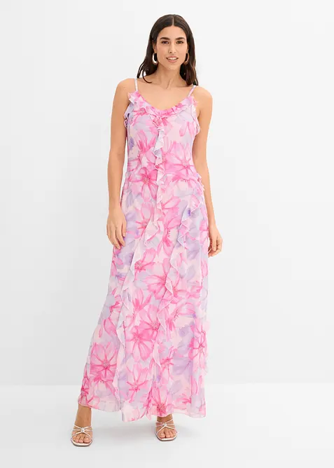 Kl&auml;nning i mjuk mesh med smala axelband, bonprix